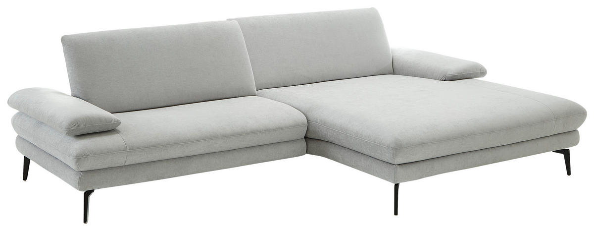 ECKSOFA in Chenille, Flachgewebe Silberfarben  - Silberfarben/Schwarz, Design, Textil/Metall (284/180cm) - Dieter Knoll