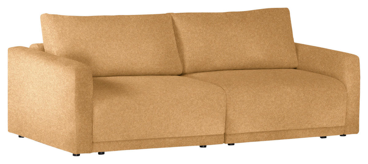 2,5-SITZER in Flachgewebe Currygelb  - Currygelb/Schwarz, Design, Kunststoff/Textil (240/70/125cm) - Xora