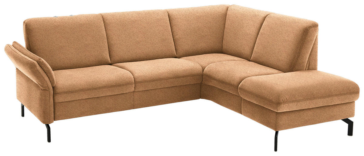ECKSOFA in Flachgewebe Gelb  241/190 cm  - Gelb/Schwarz, KONVENTIONELL, Textil/Metall (241/190cm) - Beldomo Comfort