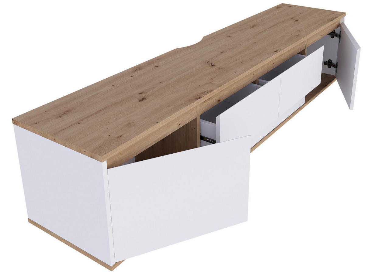 TV-BÄNK 180/50/42 cm  - vit/svart, Modern, trämaterial (180/50/42cm) - Carryhome