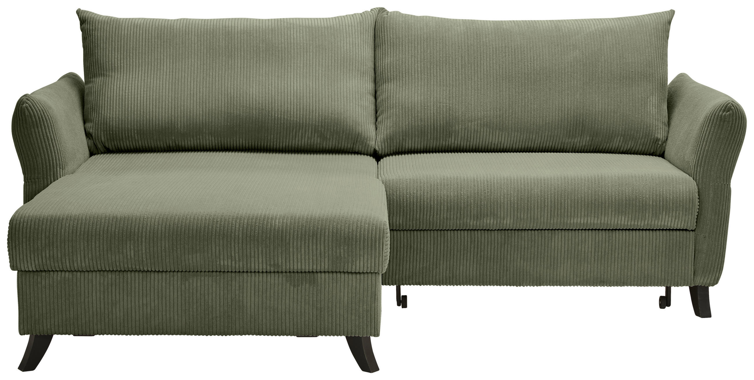 ECKSOFA Khaki Cord  - Khaki/Schwarz, ROMANTIK / LANDHAUS, Holz/Textil (245/159cm) - Stylife