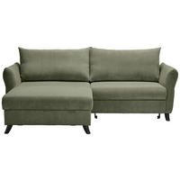 ECKSOFA  in Cord Khaki  - Khaki/Schwarz, ROMANTIK / LANDHAUS, Holz/Textil (245/159cm) - Stylife