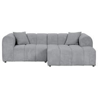 ECKSOFA Hellgrau Cord Zierkissen, Rücken echt  - Hellgrau/Schwarz, KONVENTIONELL, Kunststoff/Textil (250/162cm) - Carryhome