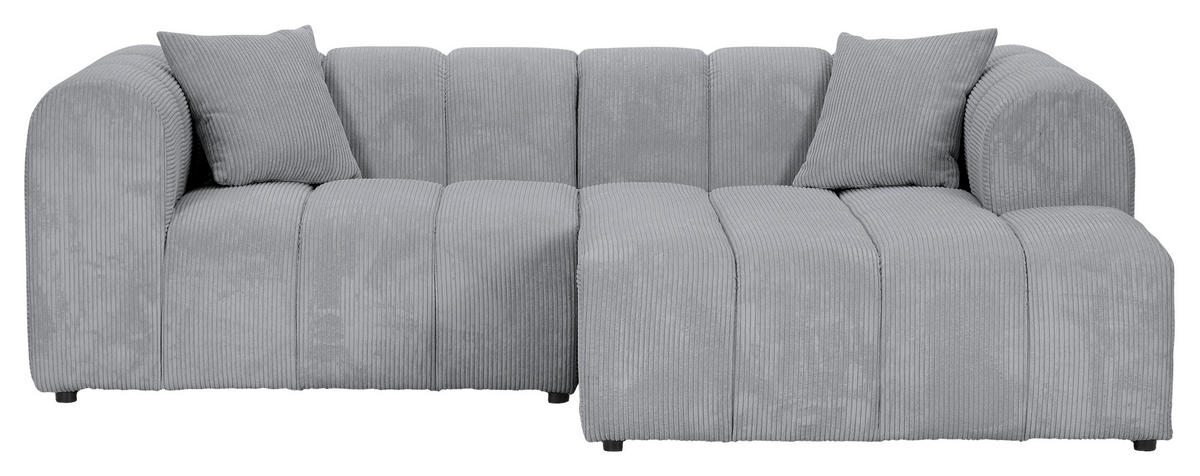 ECKSOFA Hellgrau Cord Zierkissen, Rücken echt  - Hellgrau/Schwarz, KONVENTIONELL, Kunststoff/Textil (250/162cm) - Carryhome