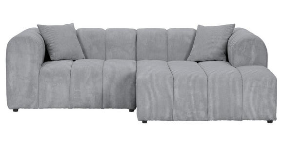 ECKSOFA Hellgrau Cord Zierkissen, Rücken echt  - Hellgrau/Schwarz, KONVENTIONELL, Kunststoff/Textil (250/162cm) - Carryhome
