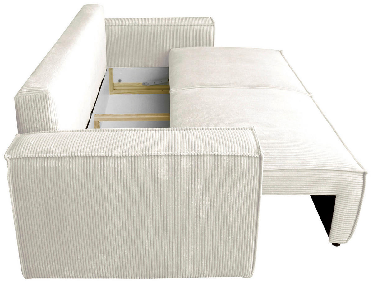 SCHLAFSOFA  mit Liegefunktion, Schlafen auf Sitzhöhe, Rücken echt Cord Beige  - Beige/Schwarz, KONVENTIONELL, Kunststoff/Textil (240/89/100cm) - Carryhome