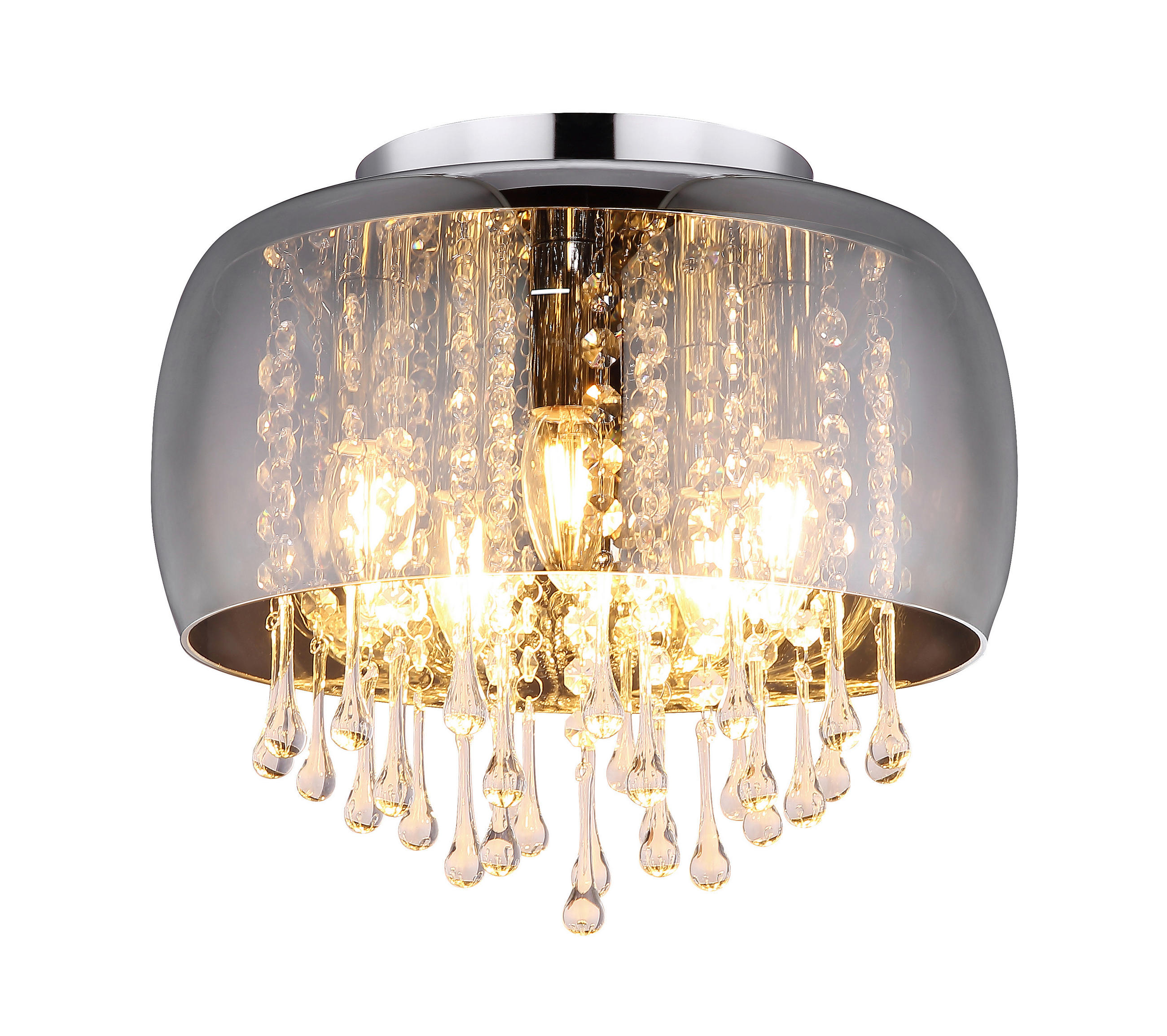 PLAFONNIER 35/28 cm - clair/couleur chromée, Basics, métal/verre (35/28cm) - Globo