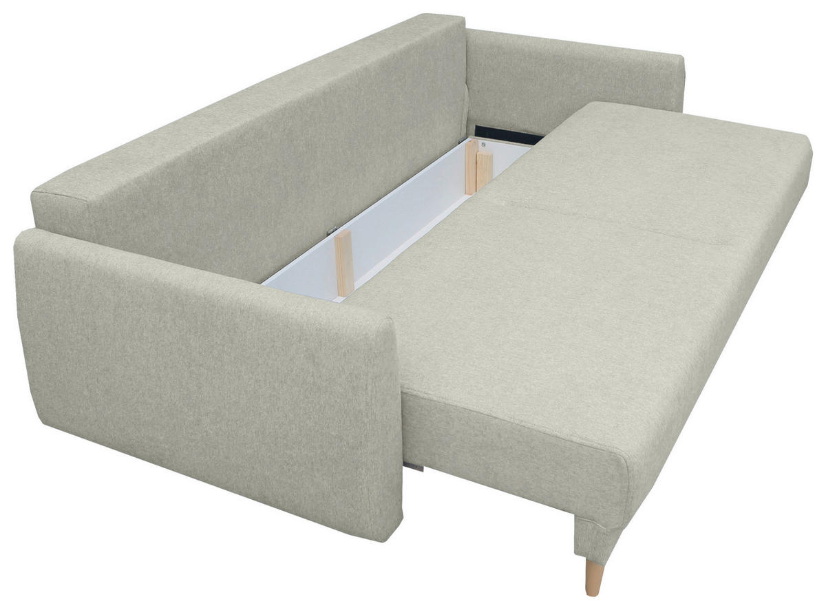 SCHLAFSOFA  mit Liegefunktion, Schlafen auf Sitzhöhe, Rücken echt Webstoff Beige  - Beige/Buchefarben, KONVENTIONELL, Holz/Textil (220/90/95cm) - Carryhome