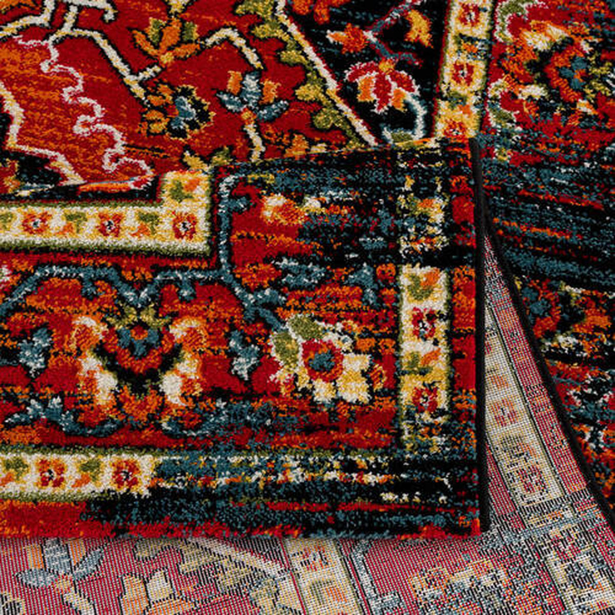 VINTAGE-TEPPICH 160/230 cm Vintage Rot, Schwarz  - Rot/Schwarz, LIFESTYLE, Textil (160/230cm)