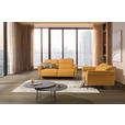 3-SITZER-SOFA Echtleder Currygelb  - Currygelb/Schwarz, Design, Leder/Metall (210/79/104cm) - Emilio Belluti