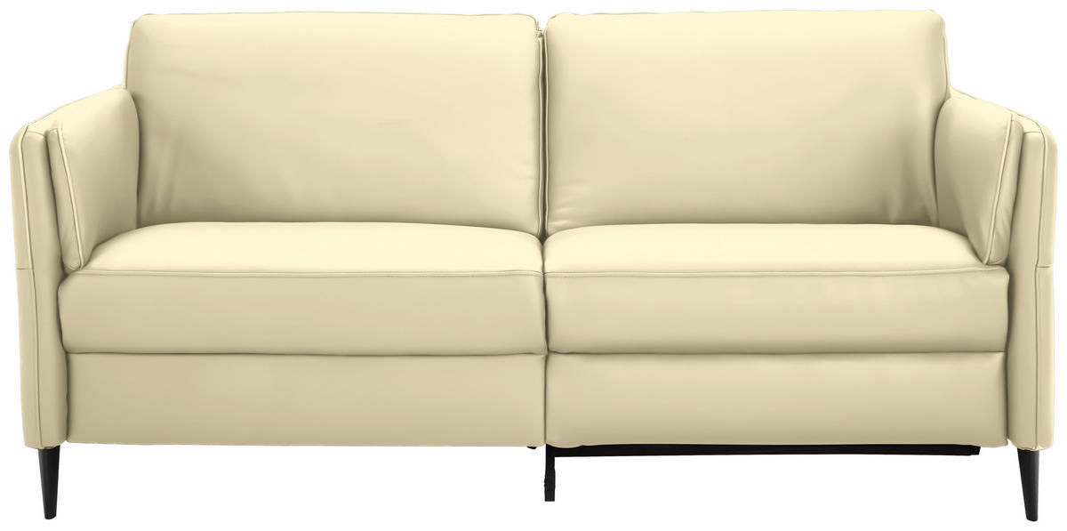 3-SITZER-SOFA in Echtleder Creme  - Creme/Schwarz, Design, Leder/Metall (190/84/99cm) - Dieter Knoll
