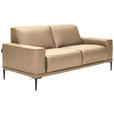 2-SITZER-SOFA  in Echtleder Beige   - Beige/Schwarz, Design, Leder/Metall (180/82/92cm) - Johann Jakob