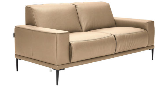 2-SITZER-SOFA  in Echtleder Beige   - Beige/Schwarz, Design, Leder/Metall (180/82/92cm) - Johann Jakob
