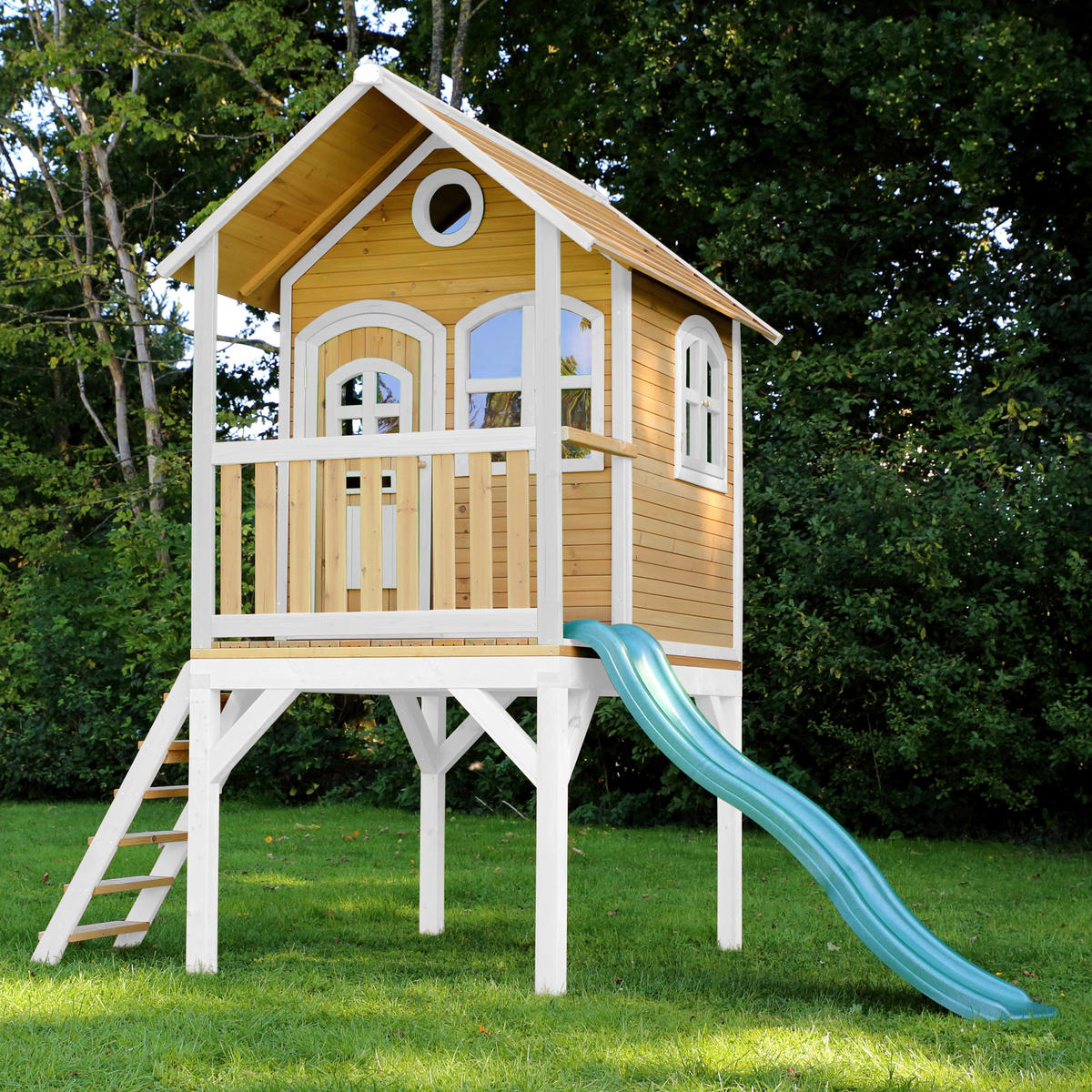 SPIELHAUS 318/272/191 cm  - Braun/Weiß, KONVENTIONELL, Holz (318/272/191cm) - Ambia Garden