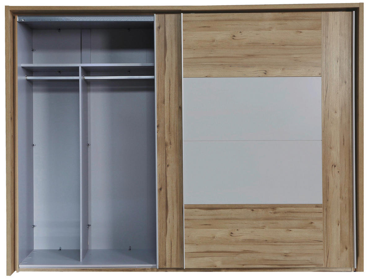 SCHWEBETÜRENSCHRANK in Grau, Eiche Artisan  - Alufarben/Eiche Artisan, Konventionell, Holzwerkstoff/Metall (270/210/61cm) - Ti'me