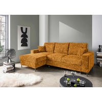 ECKSCHLAFSOFA  mit Rücken echt Struktur Goldfarben  - Goldfarben/Schwarz, KONVENTIONELL, Textil/Metall (143/237cm) - Livetastic