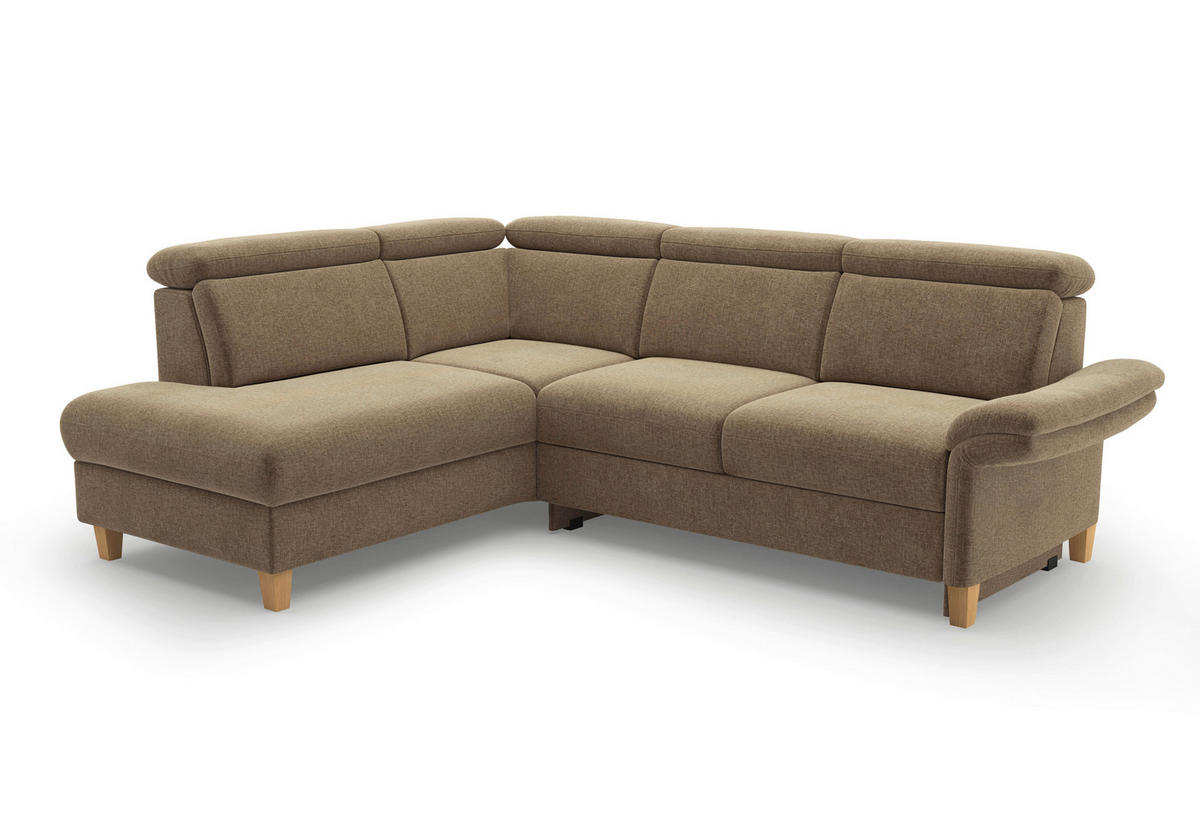 ECKSOFA GLENDALE E Hellbraun Flachgewebe  - Hellbraun/Eichefarben, KONVENTIONELL, Holz/Textil (193/247cm) - Sit & More