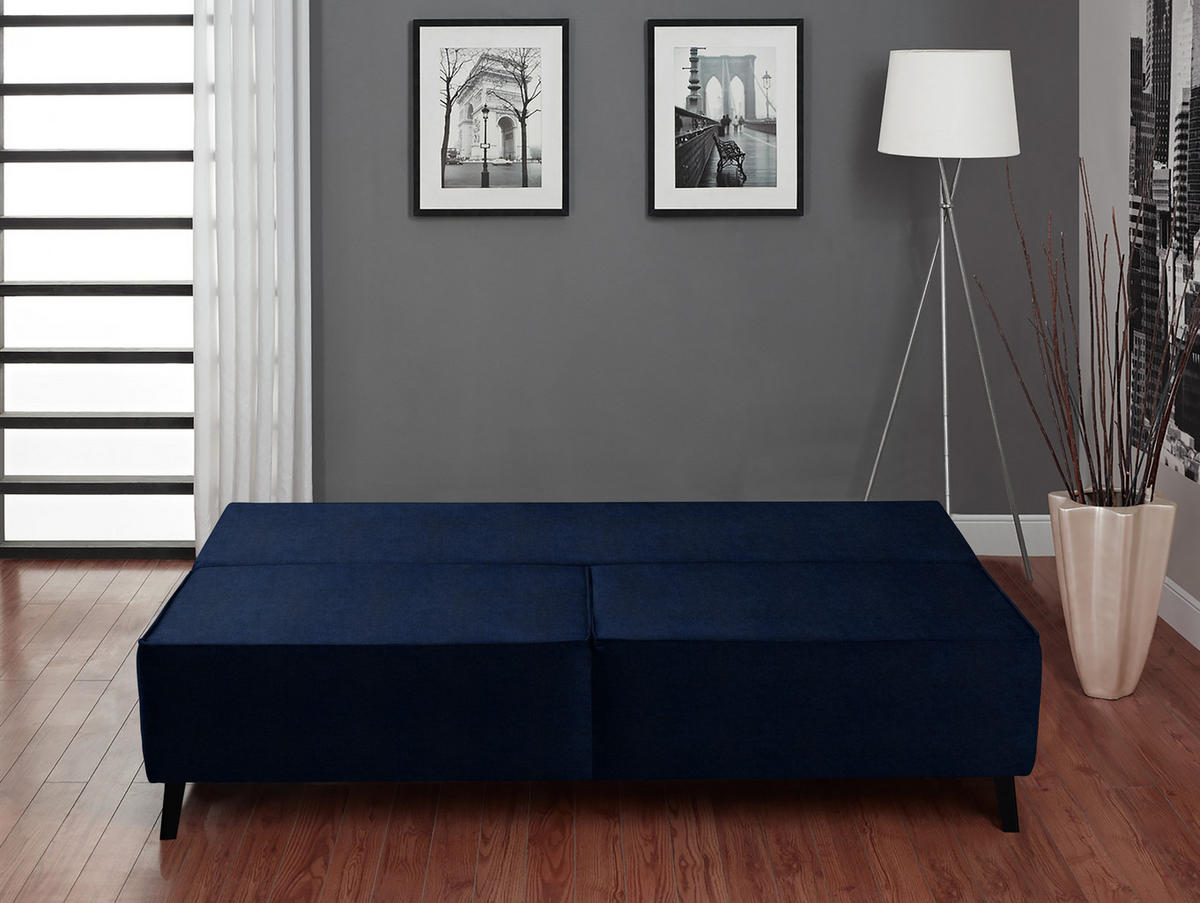SCHLAFSOFA in Dunkelblau  - Schwarz/Dunkelblau, Konventionell, Textil/Metall (197/91/88cm) - Novel
