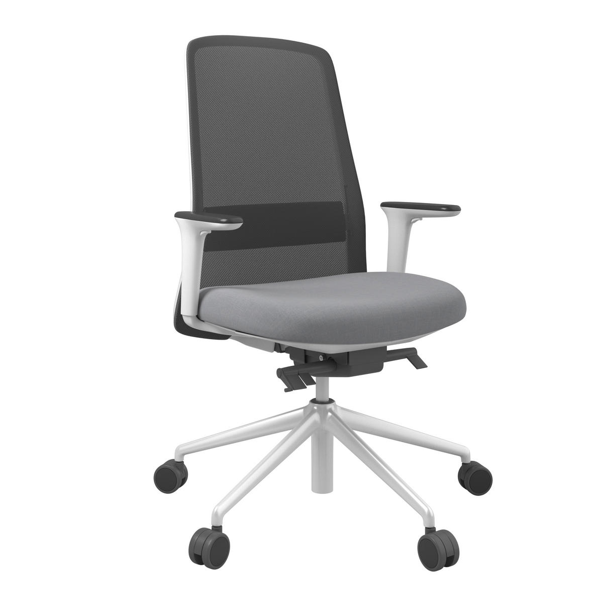 DREHSTUHL Grau, Schwarz, Weiß  - Schwarz/Weiß, MODERN, Kunststoff/Textil (70/103-115/70cm)