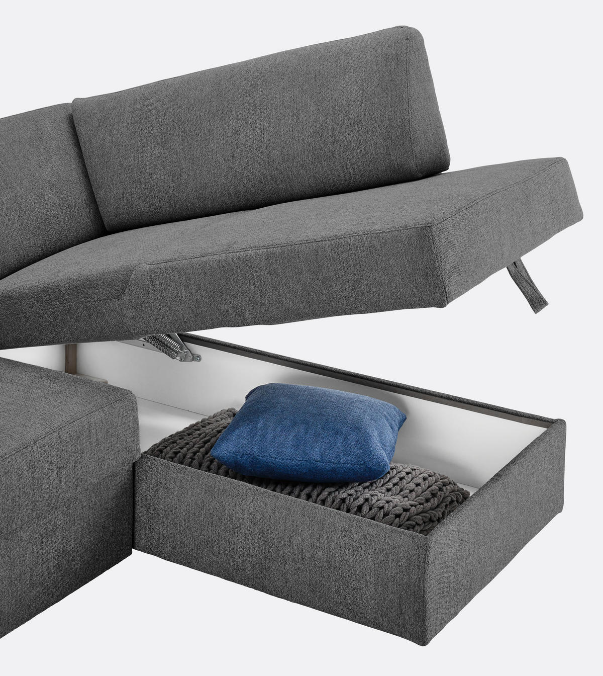 WOHNLANDSCHAFT  in Webstoff Grau  - Schwarz/Grau, KONVENTIONELL, Kunststoff/Textil (224/165cm) - Xora