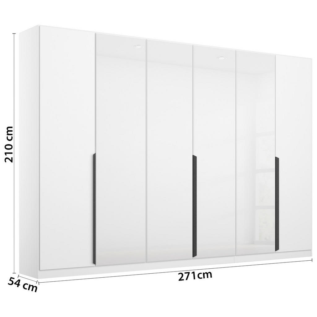 Thumbnail - Rauch Möbel Drehtürenschrank, Weiß, Weiß Hochglanz, Holzwerkstoff, 3 Fächer, 271x210x54 cm, Blauer Engel, Goldenes M, Ma...