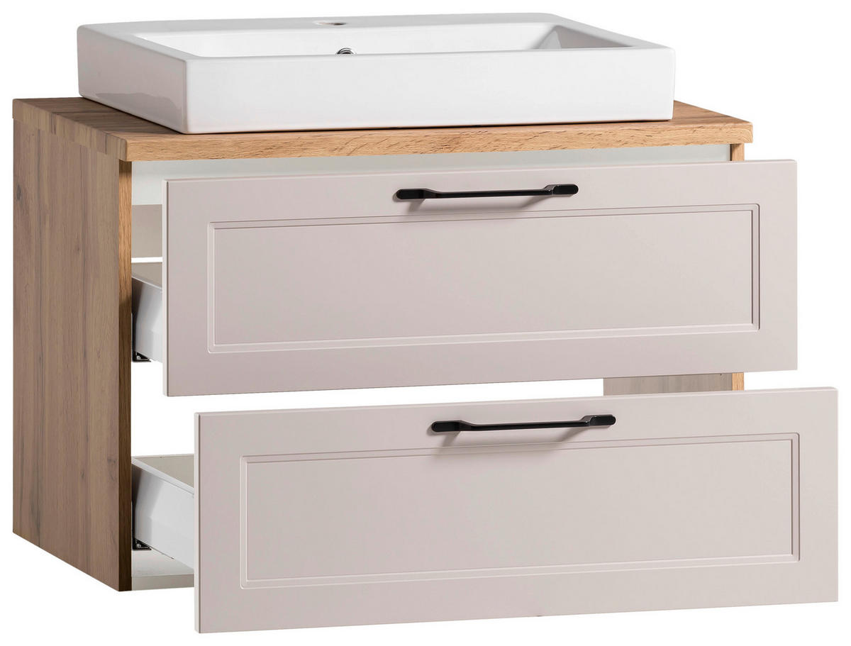 WASCHTISCHKOMBI 80 cm  - Kaschmir/Eiche Wotan, ROMANTIK / LANDHAUS, Keramik/Holzwerkstoff (80cm) - Xora