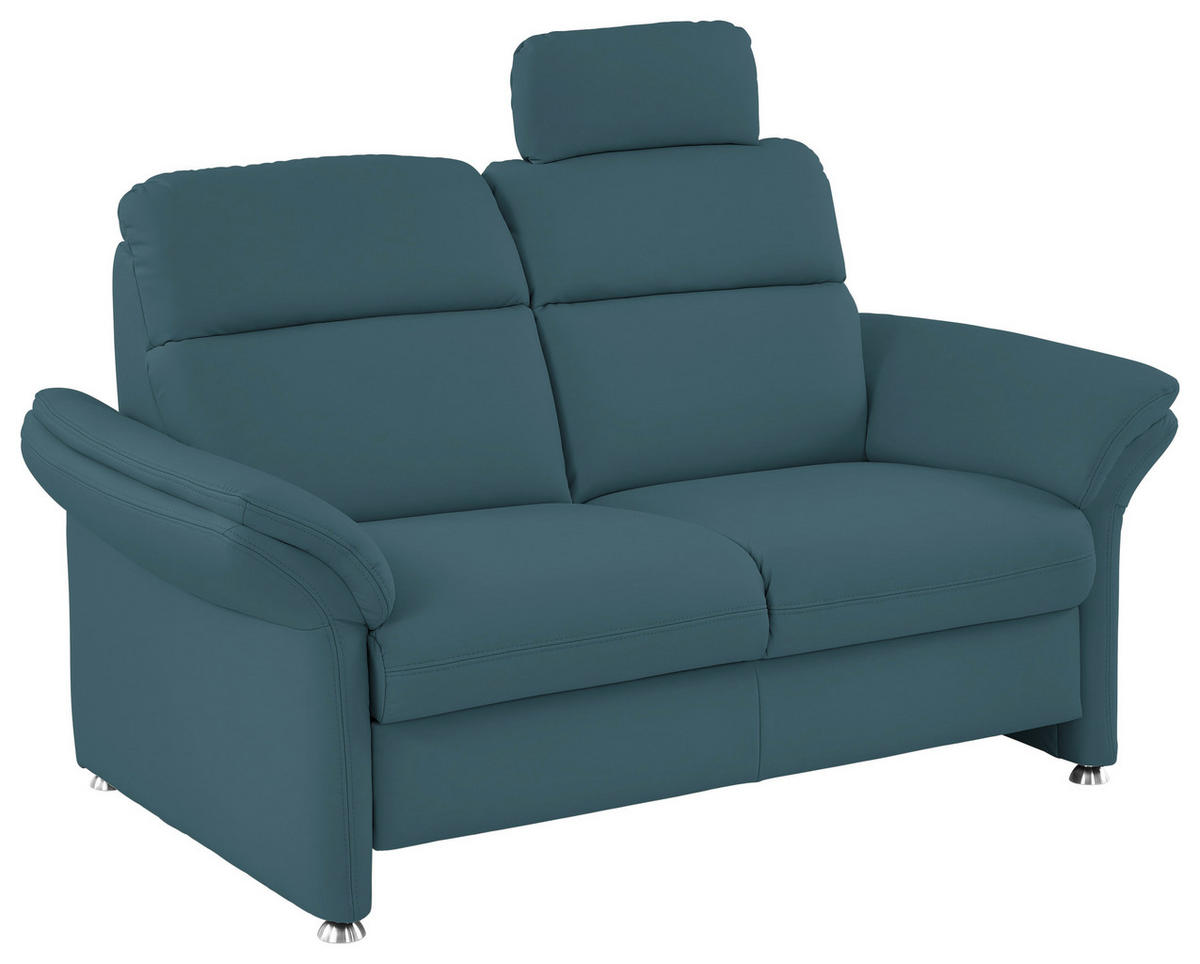 2-SITZER-SOFA in Echtleder Blau  - Blau/Alufarben, Konventionell, Leder/Metall (170/96/92cm) - Beldomo Premium