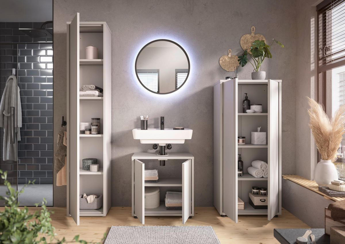 WASCHBECKENUNTERSCHRANK 60/60/33 cm  - Kaschmir/Schwarz, Design, Kunststoff/Metall (60/60/33cm) - home24