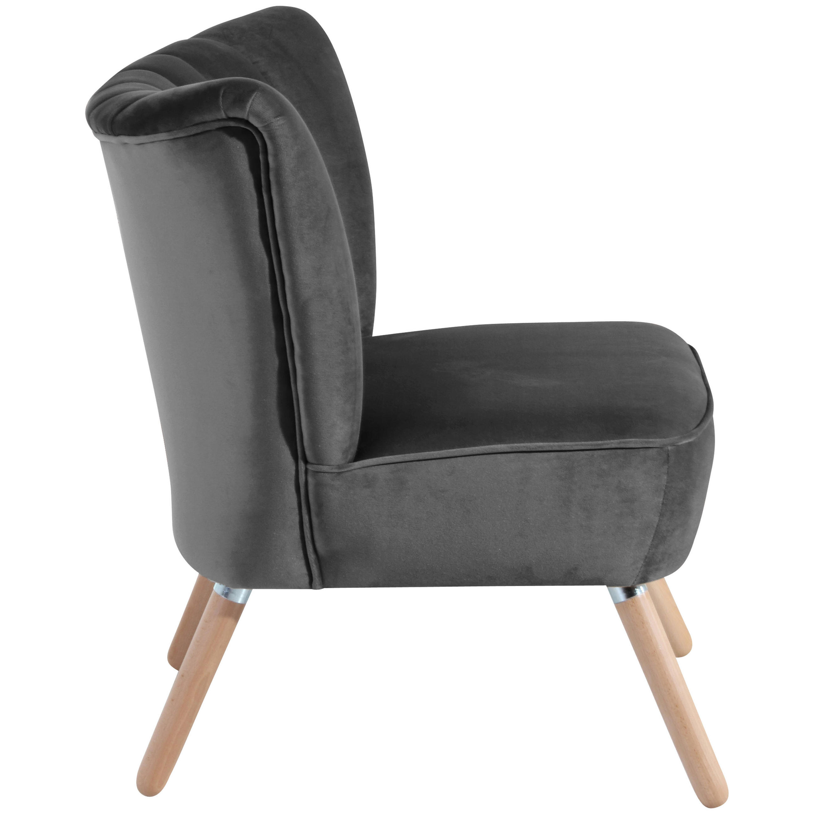 SESSEL in Samt, Velours Anthrazit  - Anthrazit/Buchefarben, Design, Holz/Textil (70/80/66cm) - Max Winzer