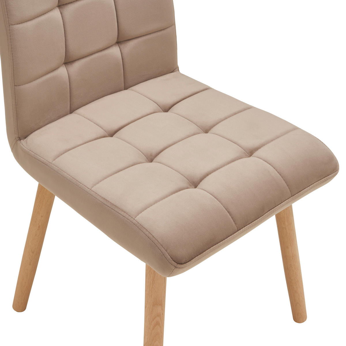STUHL  in Samt  - Taupe/Eichefarben, Modern, Holz/Textil (46/91/61cm) - MID.YOU