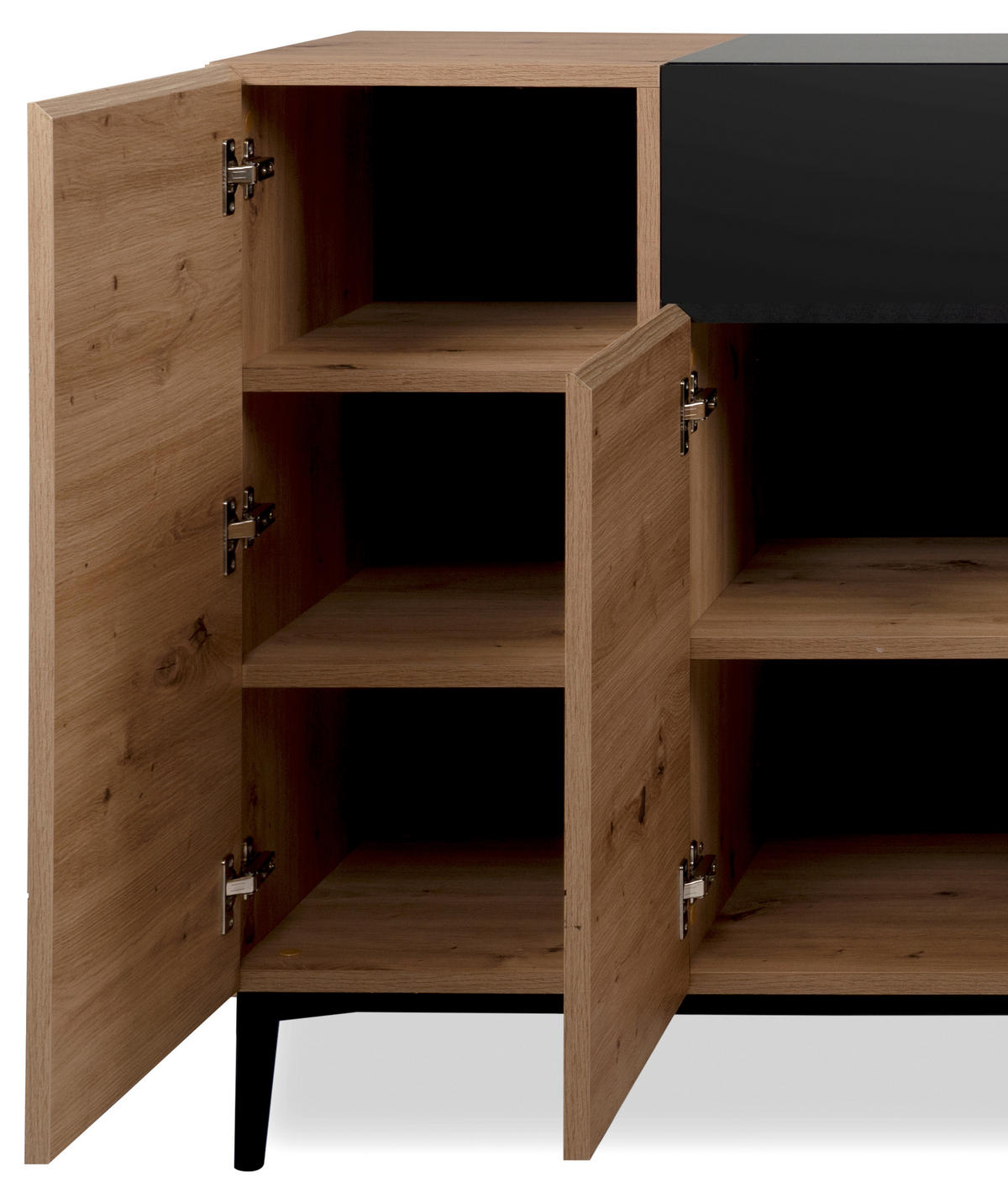 SIDEBOARD 180/90/42 cm Schwarz, Eichefarben  - Eichefarben/Schwarz, Konventionell, Holzwerkstoff/Kunststoff (180/90/42cm) - MID.YOU