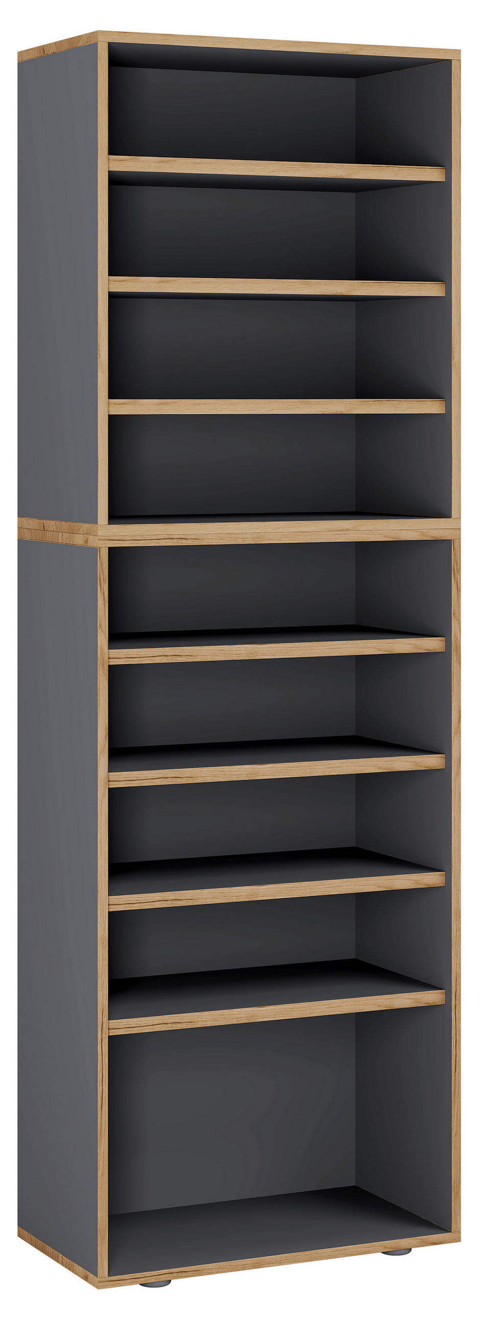 SCHUHREGAL 60/183/33 cm  - Honigeiche/Anthrazit, Design, Holzwerkstoff/Kunststoff (60/183/33cm) - MID.YOU
