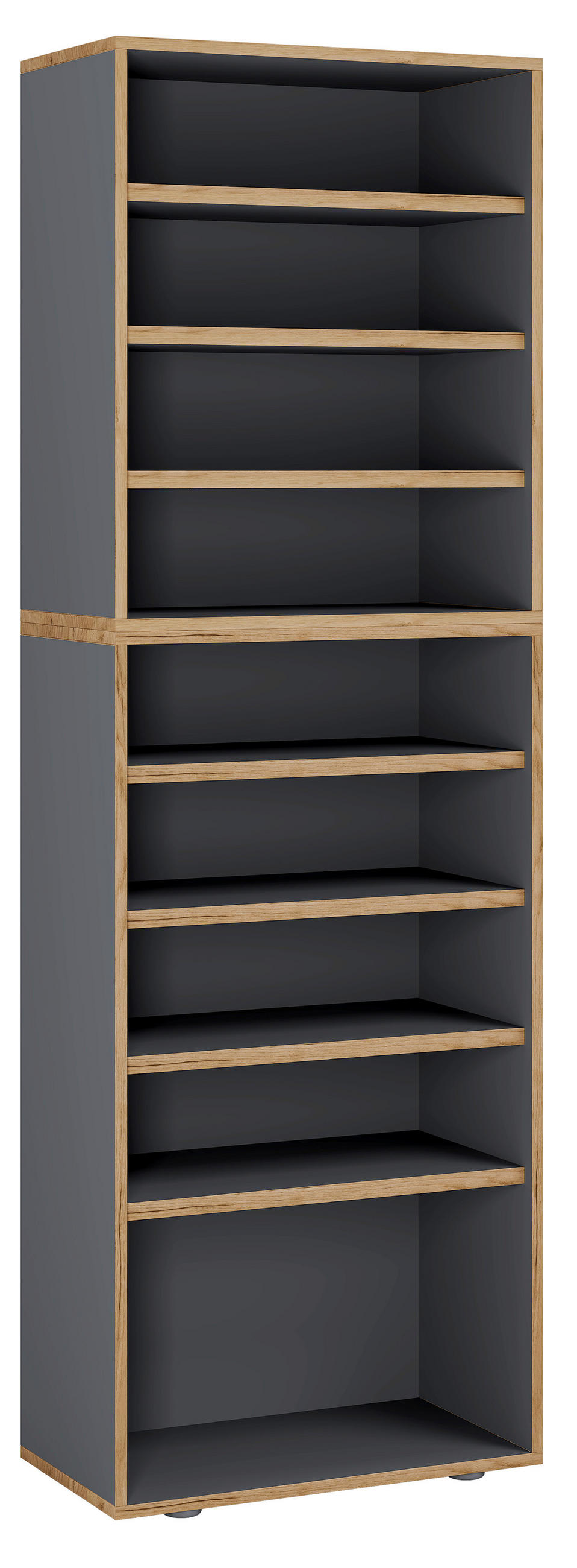 SCHUHREGAL 60/183/33 cm  - Honigeiche/Anthrazit, Design, Holzwerkstoff/Kunststoff (60/183/33cm) - MID.YOU