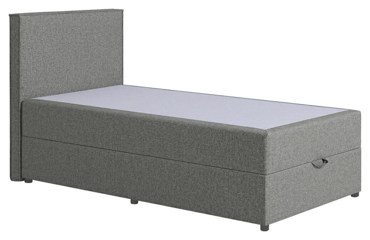 BOXBETT 100/200 cm,  in Grau, H3 = fest  - Schwarz/Grau, MODERN, Kunststoff/Textil (100/200cm) - MID.YOU