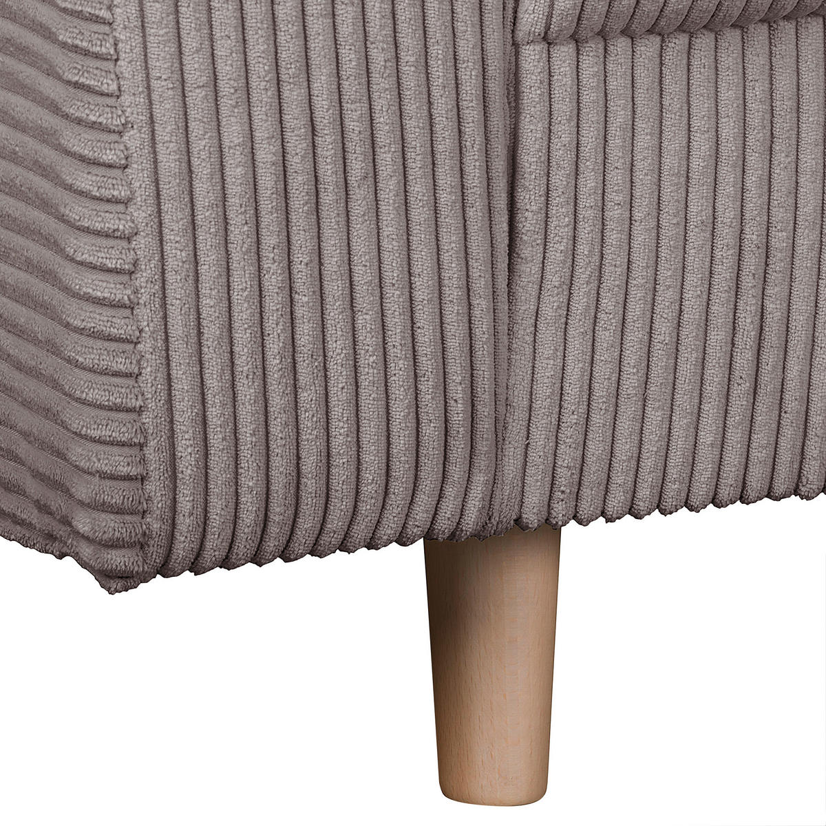 ECKSOFA inkl. Hocker Ariella Grau Cord  - Naturfarben/Grau, Design, Holz/Textil (231/161cm) - Livetastic