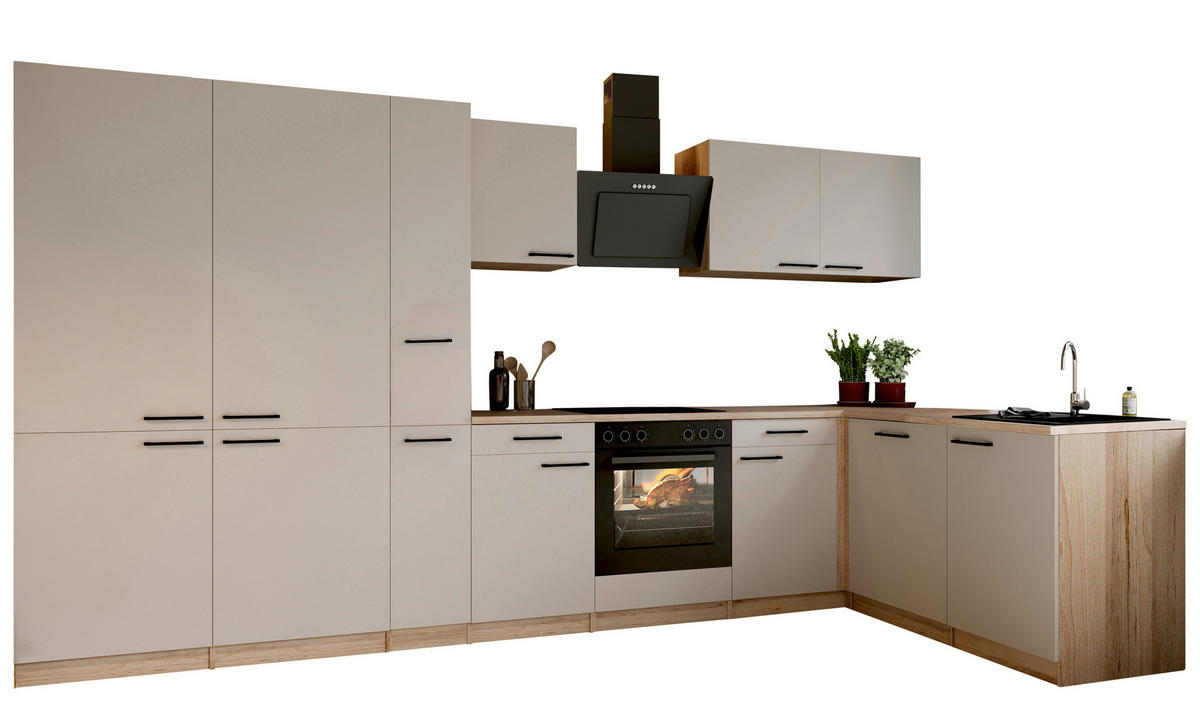 ECKKÜCHE Merle 370/172 cm  in Kaschmir  - Kaschmir/Eichefarben, Trend, Holzwerkstoff/Metall (370/172cm) - Respekta