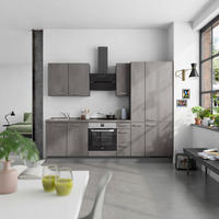 KÜCHENLEERBLOCK 270 cm   Schieferfarben  - Schieferfarben/Edelstahlfarben, Modern, Holzwerkstoff/Metall (270cm) - Celina