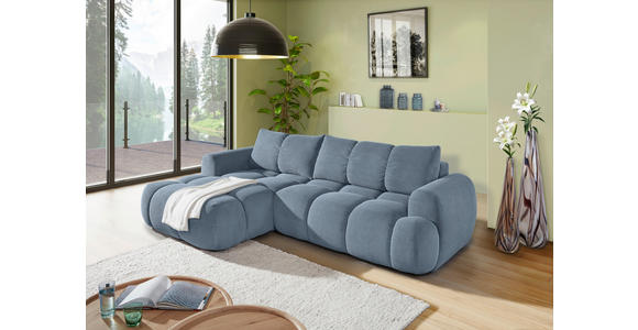 ECKSOFA  in Flachgewebe Blau  - Blau/Schwarz, KONVENTIONELL, Kunststoff/Textil (174/274cm) - Carryhome