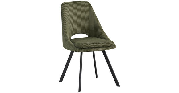 STUHL   Cord  Olivgrün  - Schwarz/Olivgrün, Design, Textil/Metall (48/85/56cm) - Carryhome
