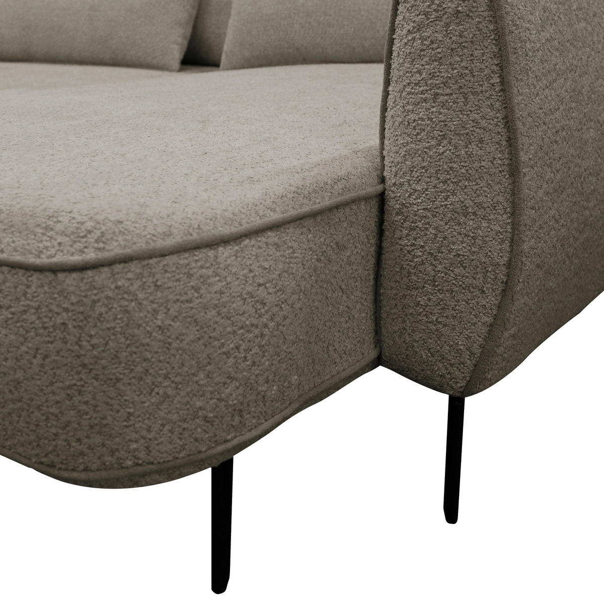 ECKSOFA Beige Bouclé  - Beige/Schwarz, Design, Textil/Metall (273/204cm) - MID.YOU
