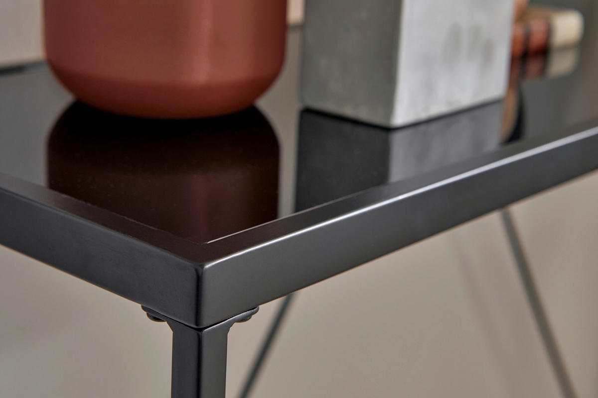 KONSOLENTISCH Schwarz  - Schwarz, KONVENTIONELL, Glas/Metall (111/30/76cm) - Livetastic