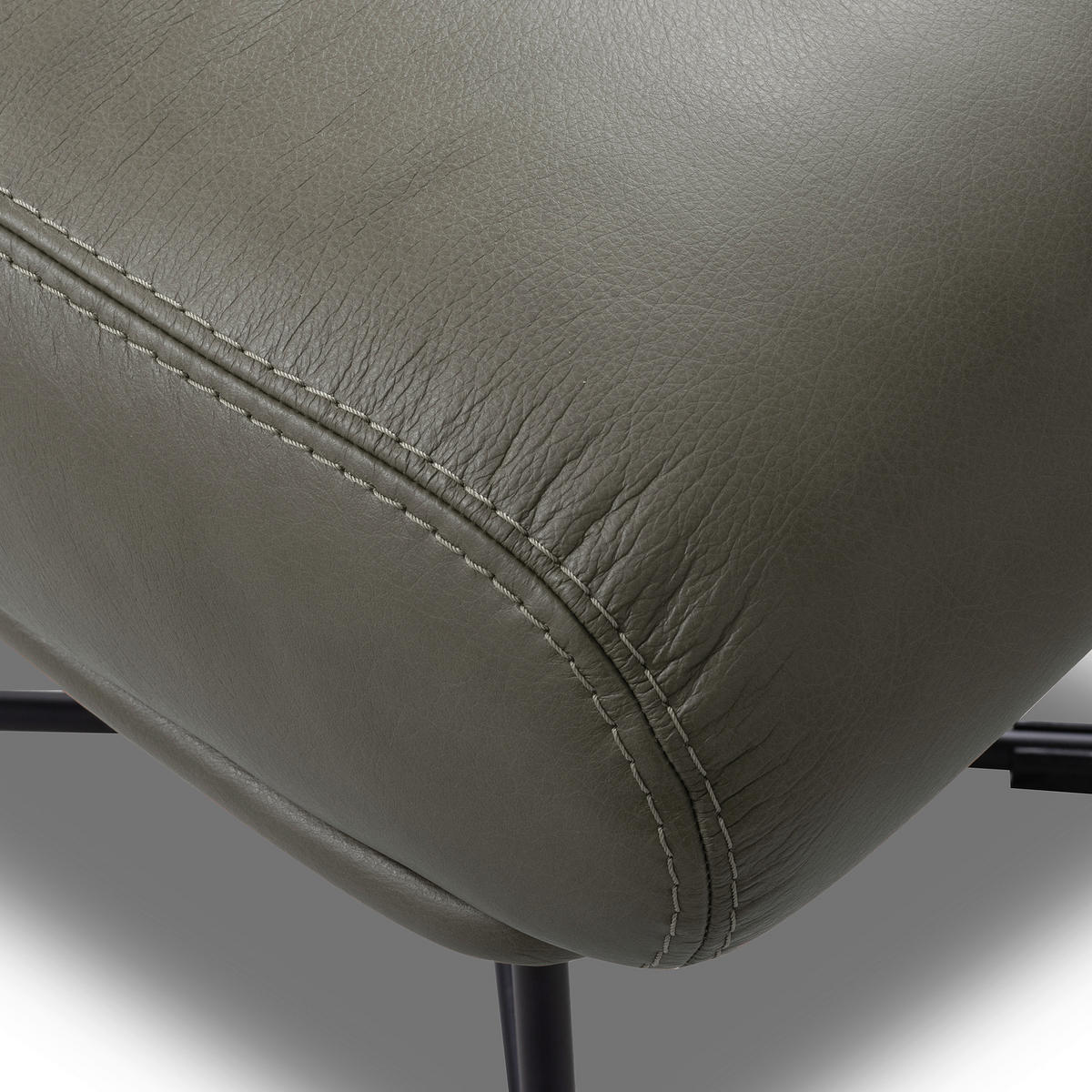 SESSELSET Echtleder Grau  - Kirschrot/Schwarz, Design, Leder/Metall (67/87/74cm) - Livetastic