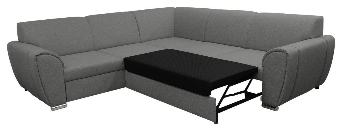ECKSOFA Grau Flachgewebe  - Silberfarben/Grau, Design, Kunststoff/Textil (266/266cm) - Livetastic