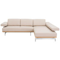 ECKSOFA  in Echtleder Beige  295/237 cm  - Beige/Alufarben, Design, Leder (295/237cm) - Joop!