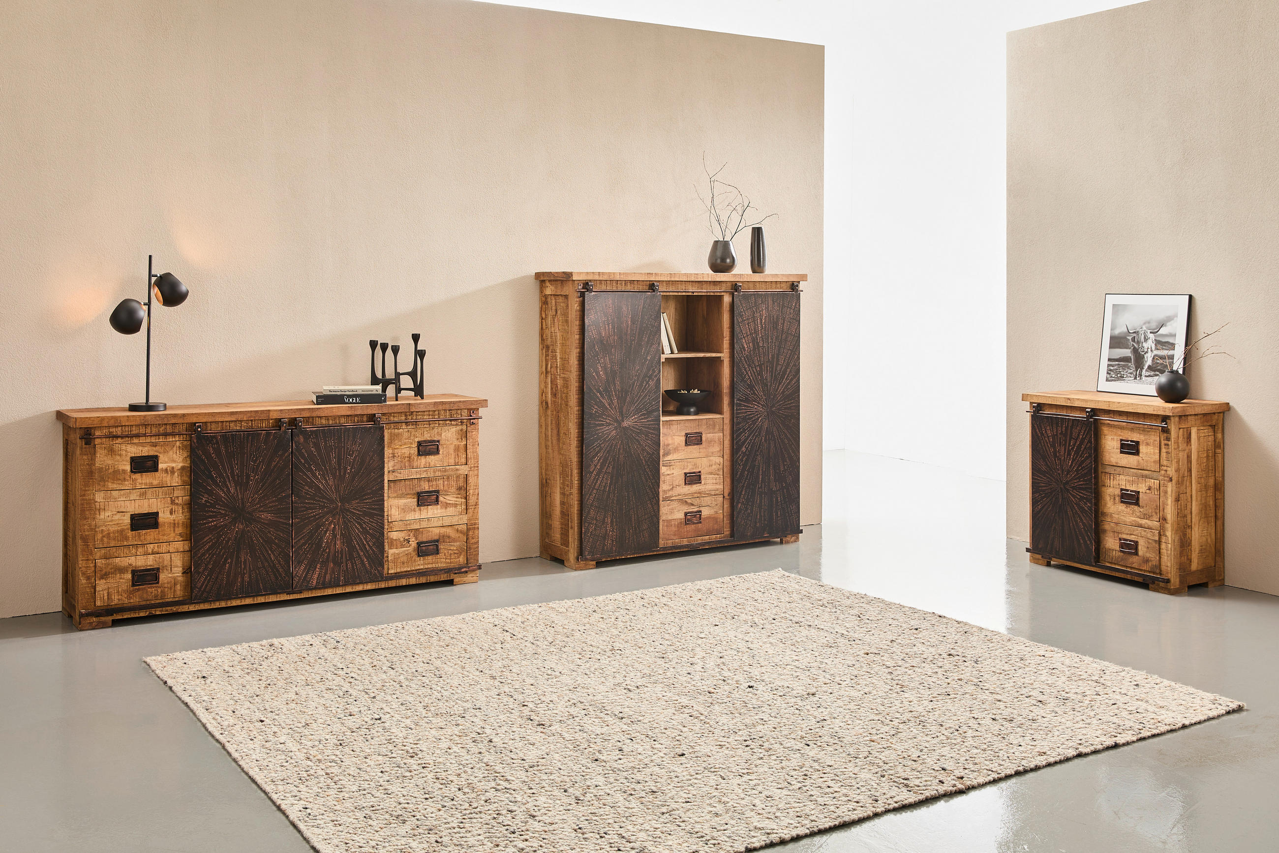 SIDEBOARD 180/85/40 cm  - Schwarz/Naturfarben, Trend, Holz/Metall (180/85/40cm) - Landscape