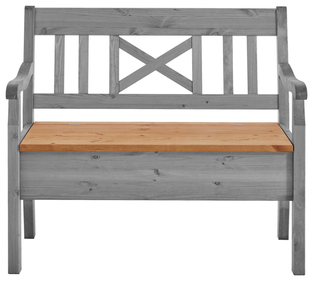 SITZBANK 105/93/58 cm Grau, Laugenfarbig Kiefer massiv  - Laugenfarbig/Grau, ROMANTIK / LANDHAUS, Holz (105/93/58cm) - Boxxx