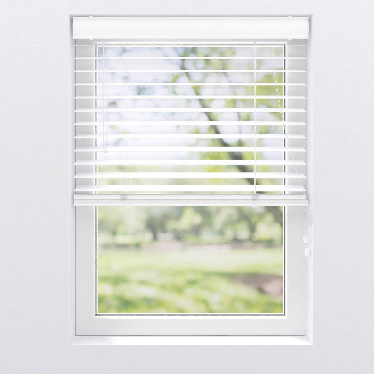 Jalousie 50mm in Holzoptik   120/130 cm    - Weiß, Design, Kunststoff (120/130cm)