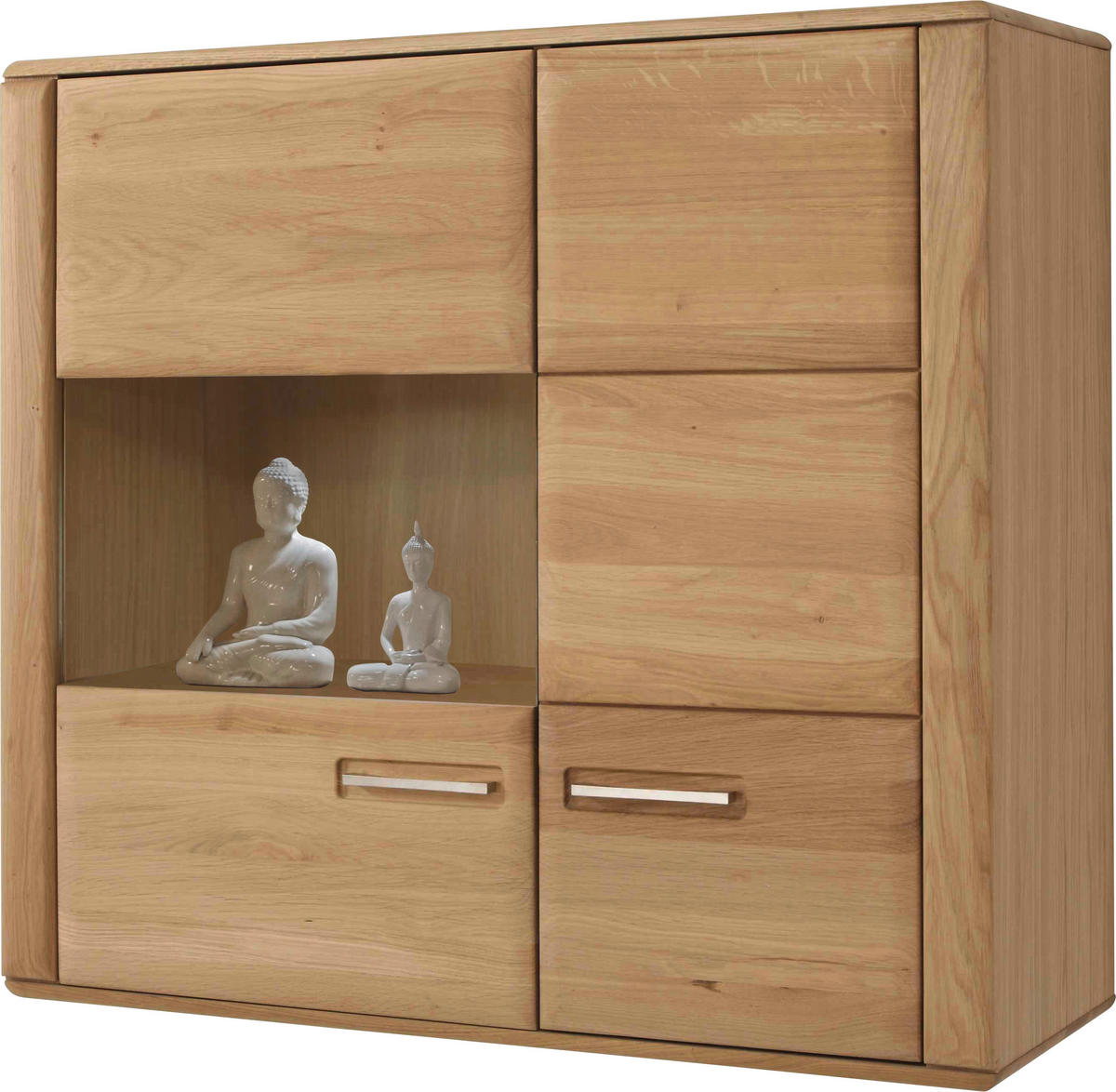 HÄNGEELEMENT in Eichefarben   - Edelstahlfarben/Eichefarben, KONVENTIONELL, Glas/Holz (107/98/38cm) - Novel