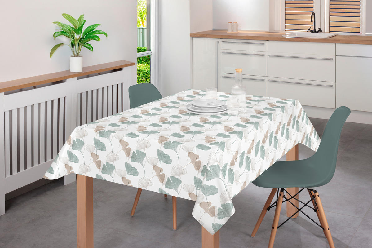 TISCHDECKE Milano Kunststoff Salbeigrün 140/180 cm  - Salbeigrün, Design, Kunststoff (140/180cm) - Esposa