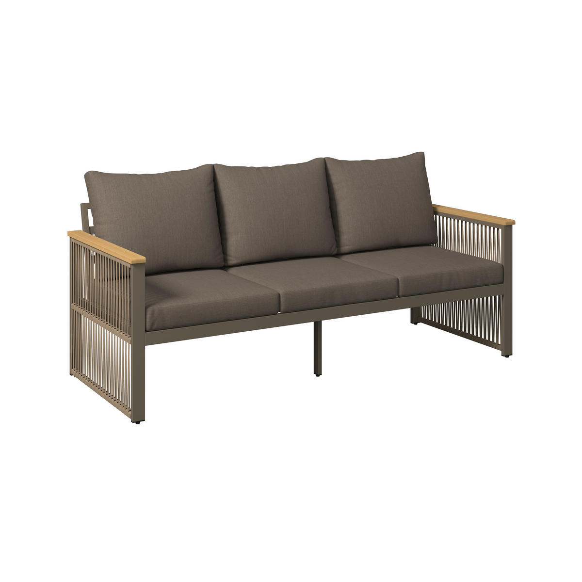 LOUNGESOFA  - Beige/Schwarz, MODERN, Holz/Metall (190/73/76cm) - Ambia Garden